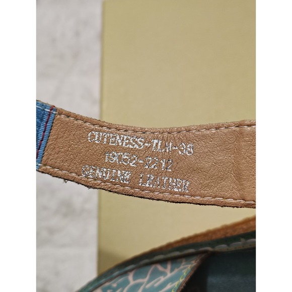 NEW L'Artiste by Spring Step Leather Wedge Sandals Cuteness Teal Multi Sz 38 - Picture 10 of 10